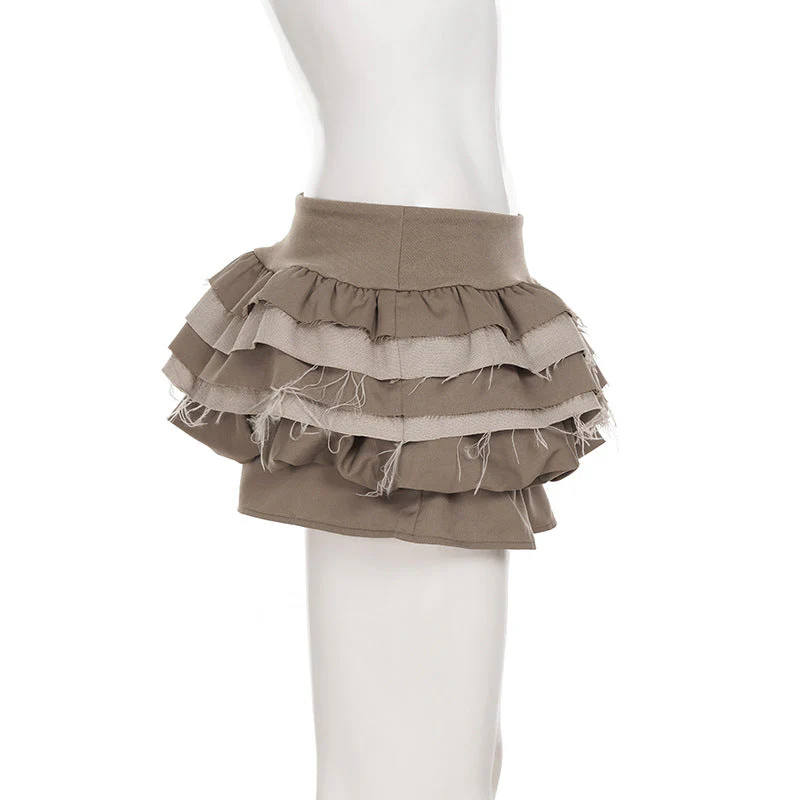 Ruched raw hem A line mini skirt - Image 3
