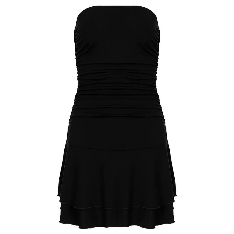 Ruched solid tube mini dress - Image 2