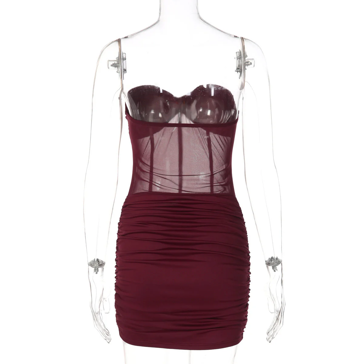 Ruched sweetheart neck beaded tube mini dress - Image 4