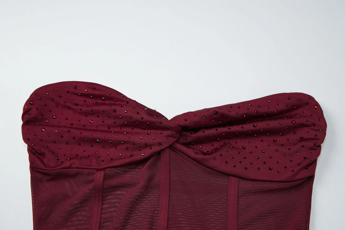 Ruched sweetheart neck beaded tube mini dress - Image 5