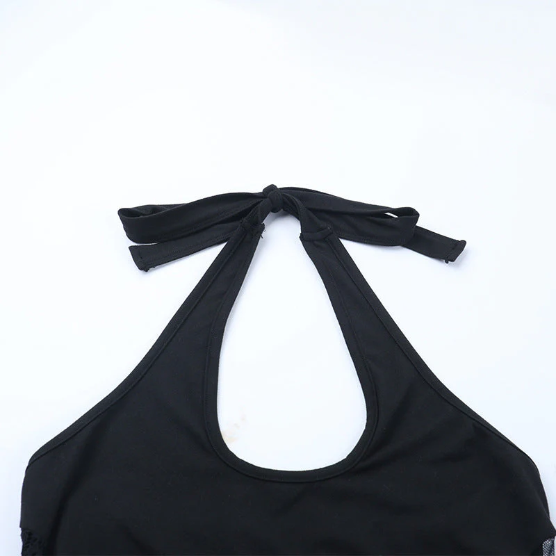 Ruched u neck self tie halter lace maxi dress - Image 7