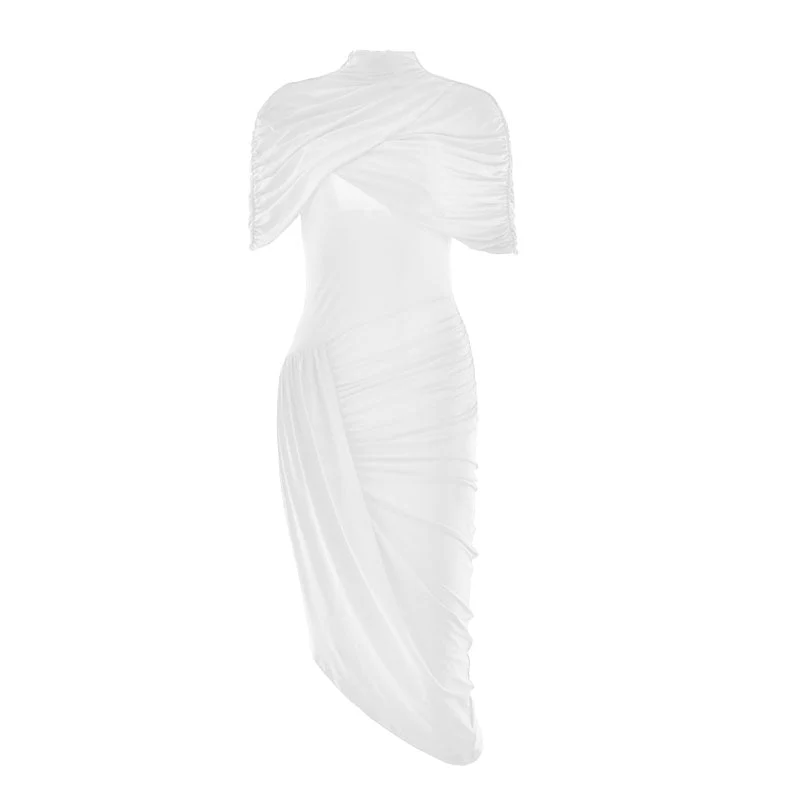 Ruched u neck shrug 2 piece maxi dress - Image 2