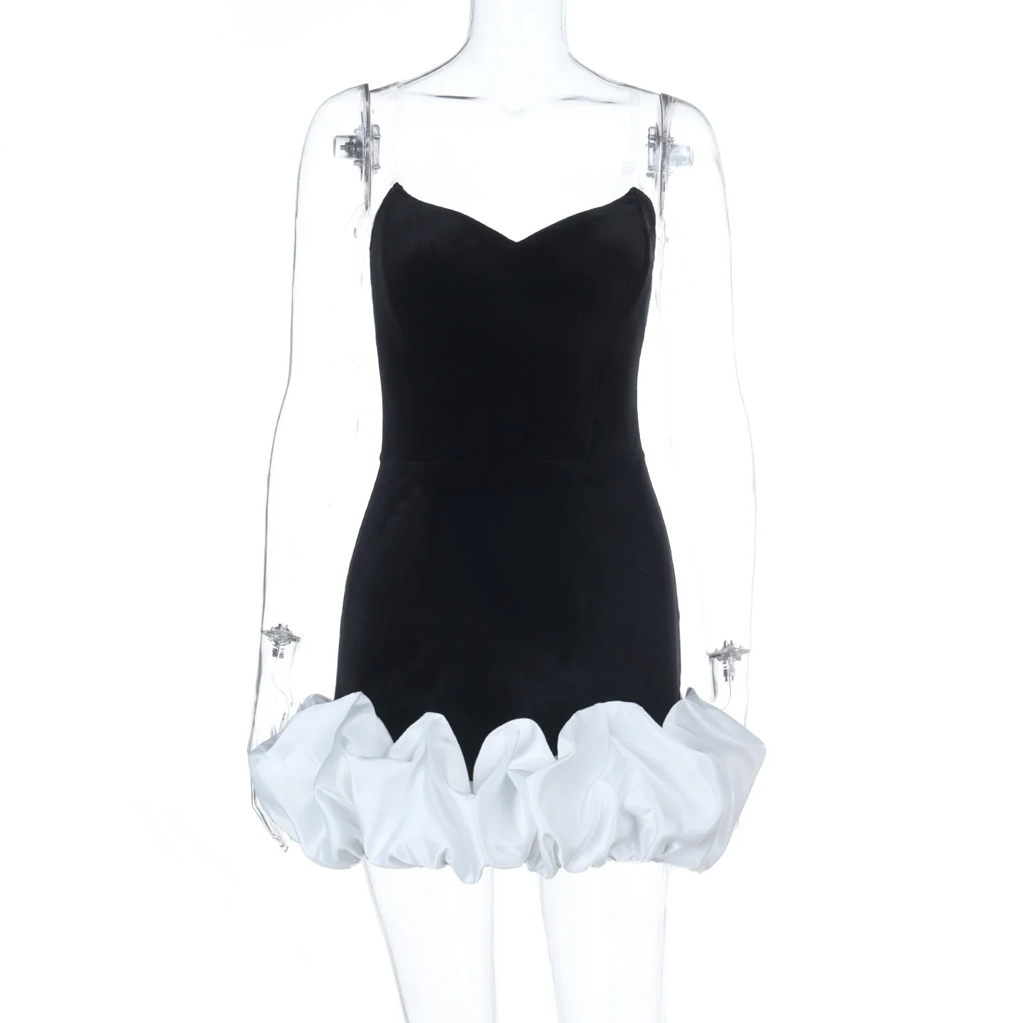 Ruched v neck zip-up backless cami mini dress - Image 2
