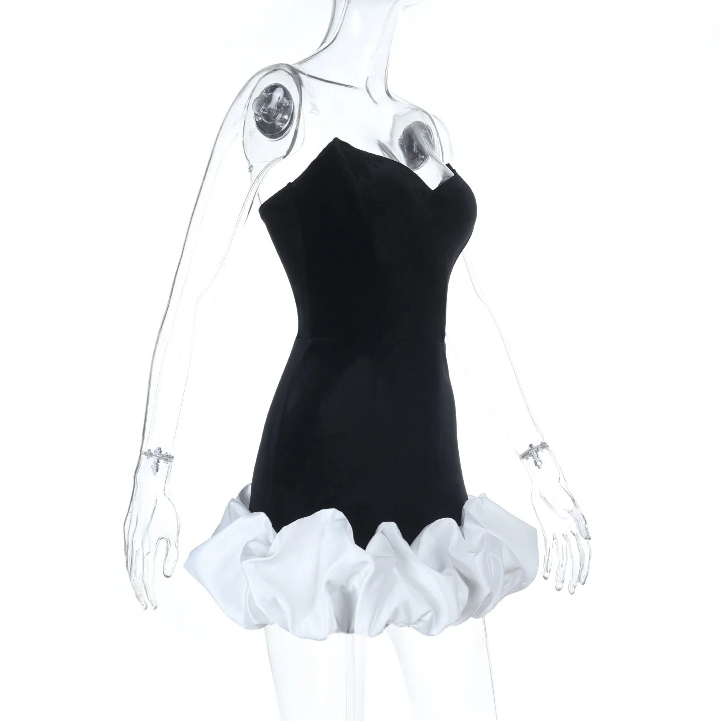 Ruched v neck zip-up backless cami mini dress - Image 3