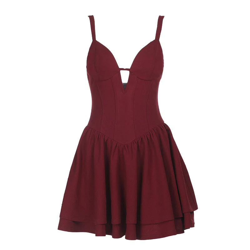 Ruched v neck zip-up cami mini dress