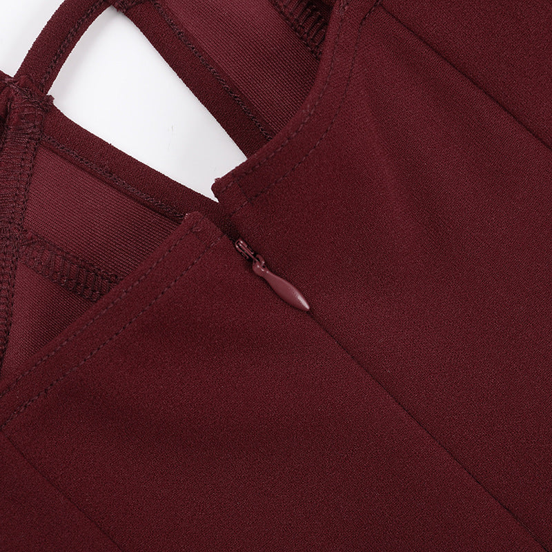 Ruched v neck zip-up cami mini dress - Image 8