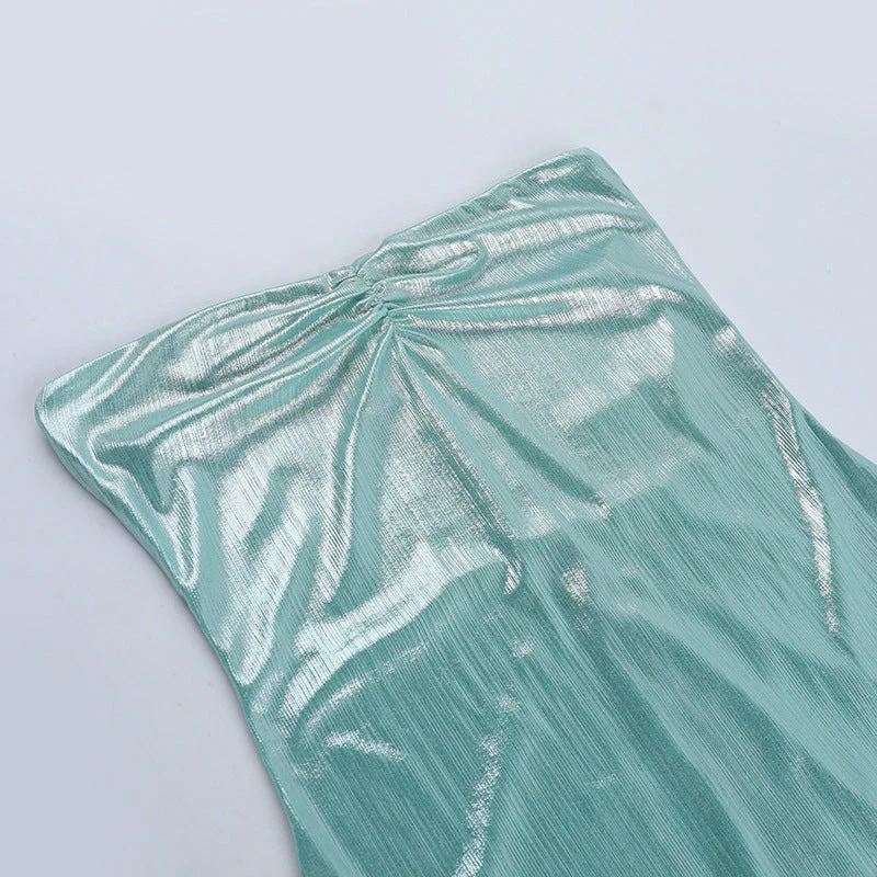 Ruched zip-up backless tube mini dress - Image 5