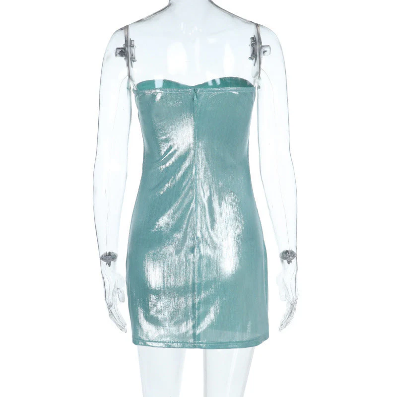 Ruched zip-up backless tube mini dress - Image 6