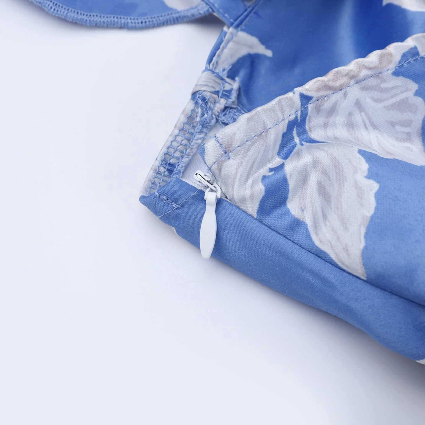 Ruffle flower print zip-up slit v neck midi dress - Image 6