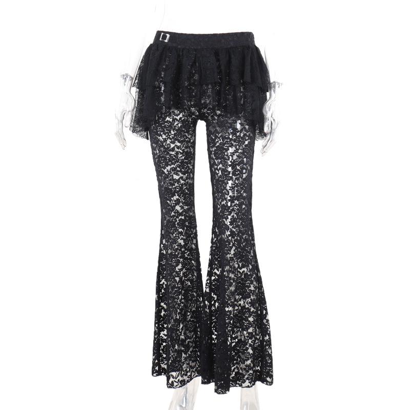 Ruffle lace buckle irregular medium rise pant - Image 2