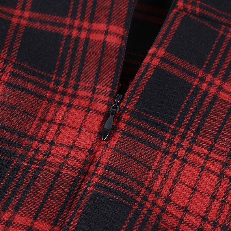 Ruffle plaid zip-up irregular one shoulder backless mini dress - Image 9