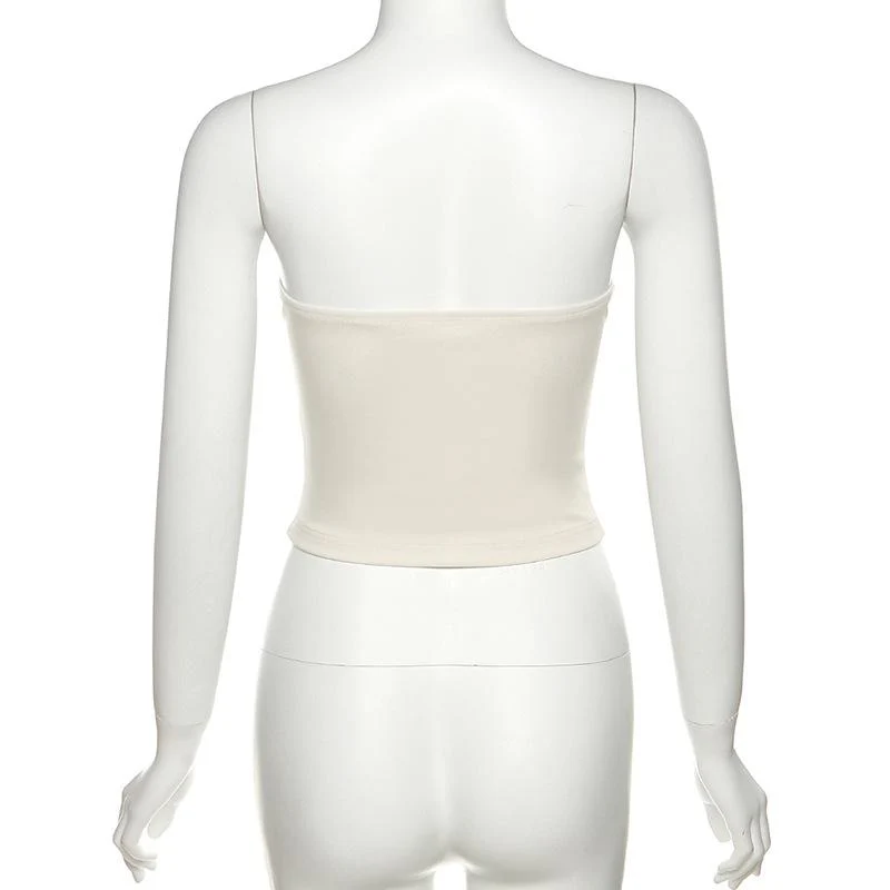 Ruffle solid lace up corset self tie backless tube top fairycore Ethereal Fashion - Image 5