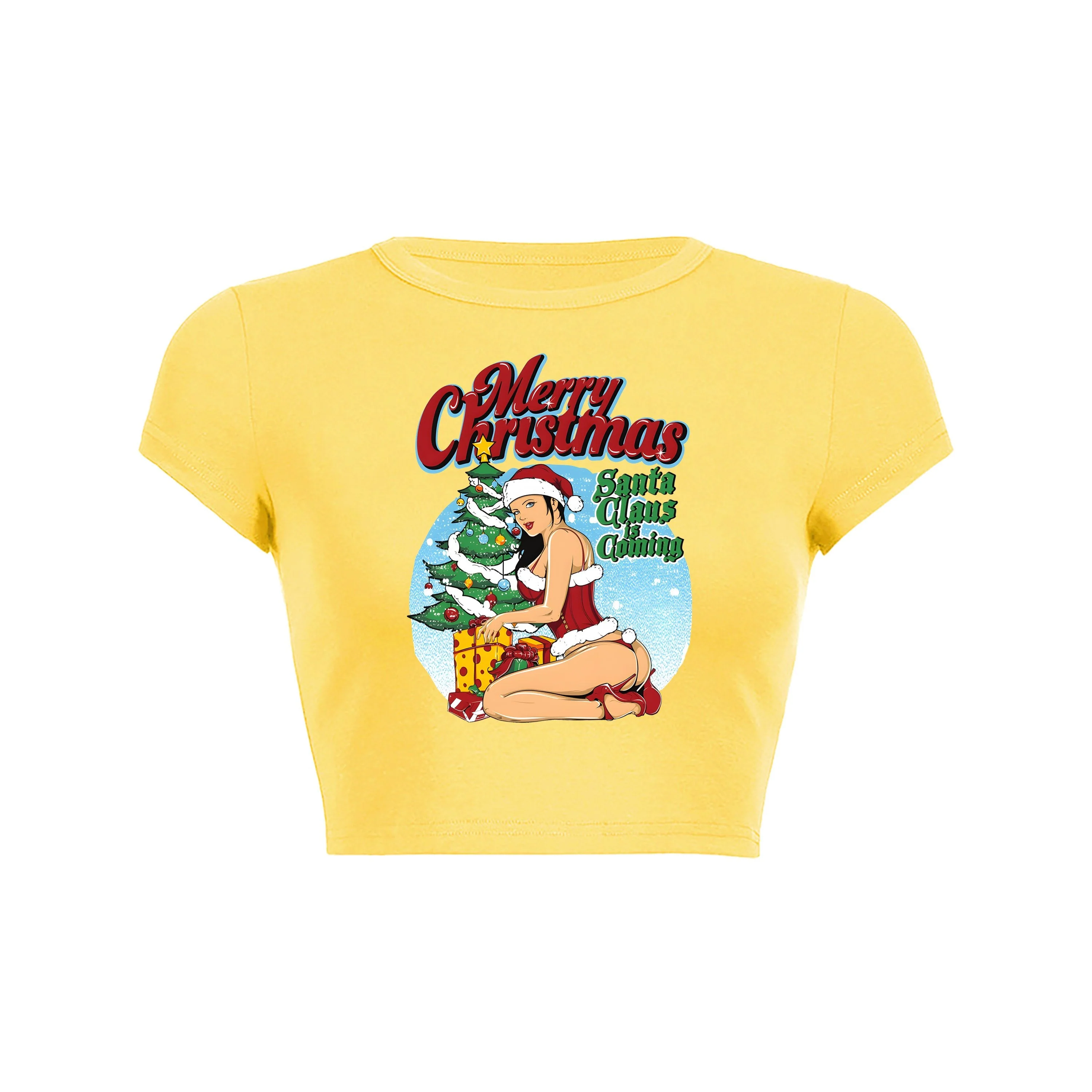 Santa's Surprise Crop Top Baby Tee - Image 3