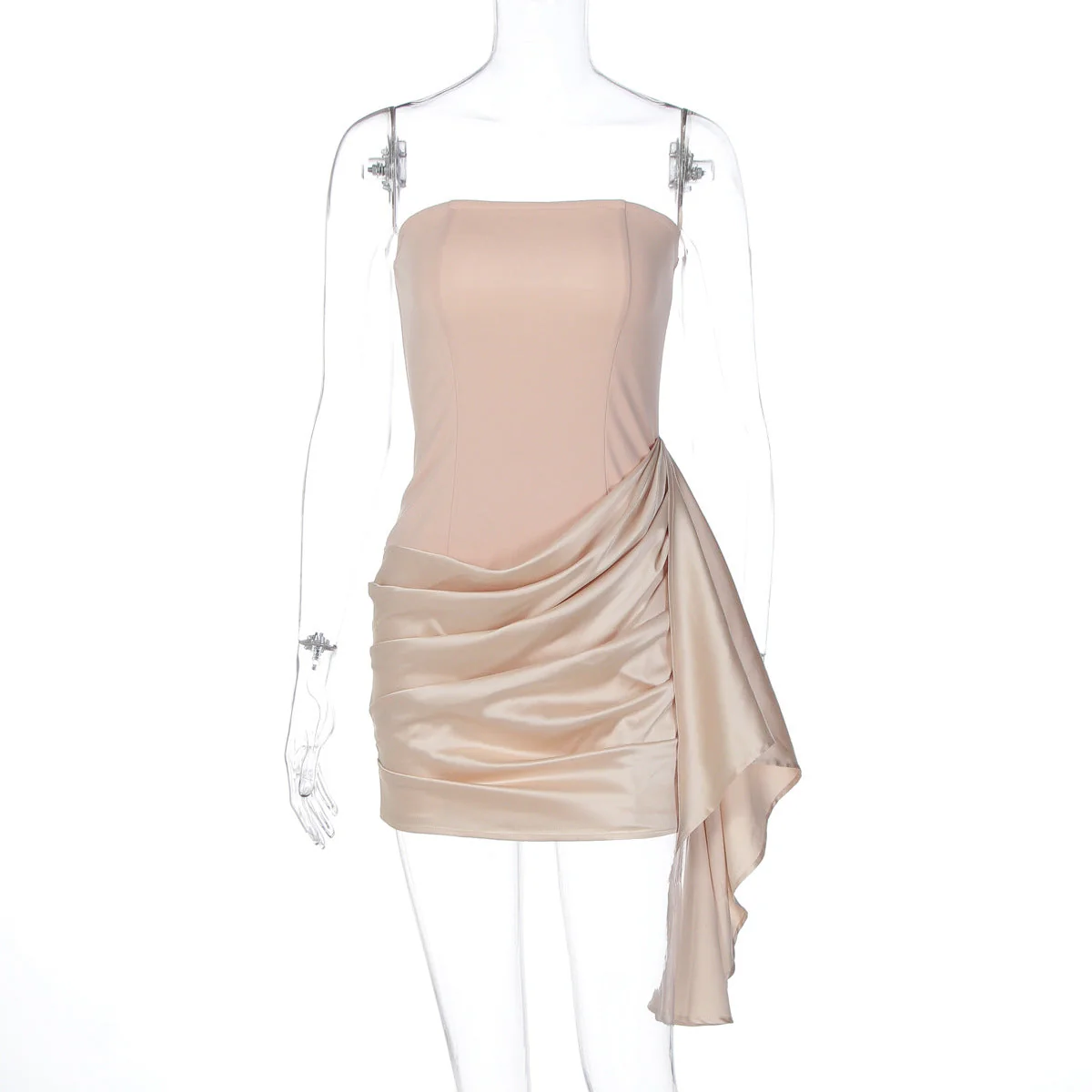 Satin ruched backless tube dress - Image 3