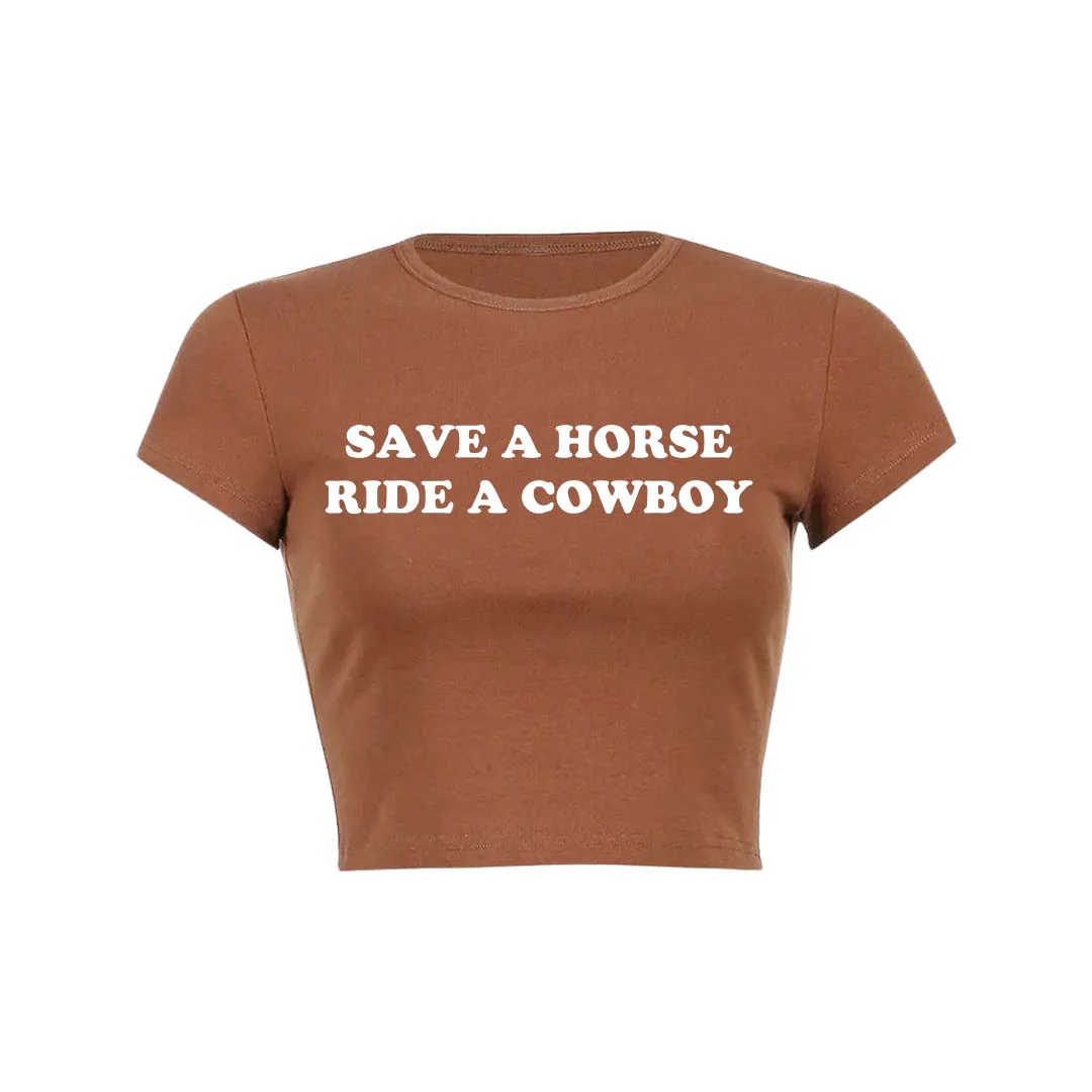 Save A Horse Y2K Baby Tee Crop Top - Image 10