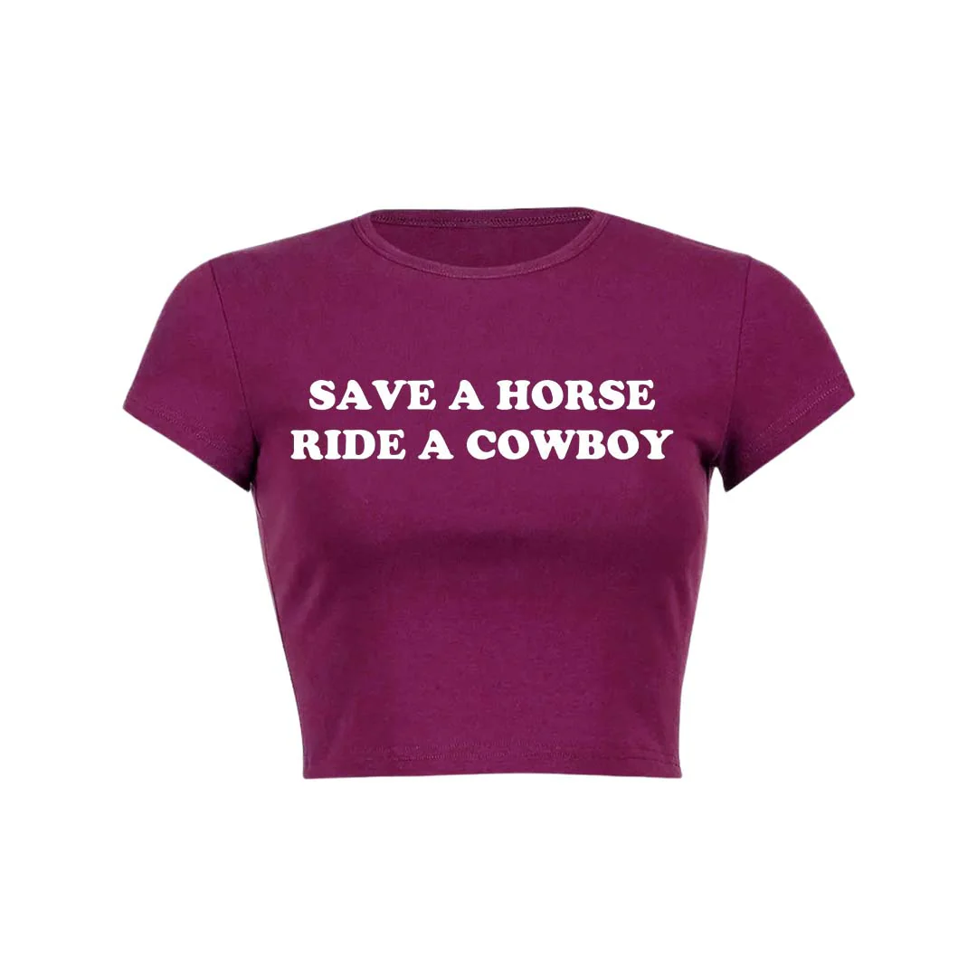 Save A Horse Y2K Baby Tee Crop Top - Image 11