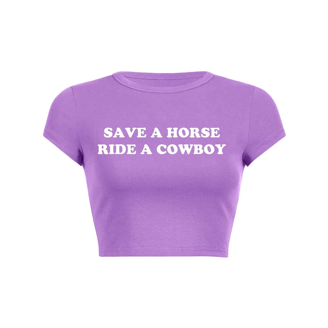 Save A Horse Y2K Baby Tee Crop Top - Image 3