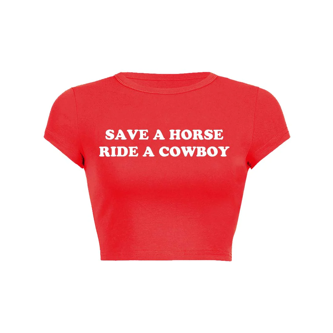 Save A Horse Y2K Baby Tee Crop Top - Image 4