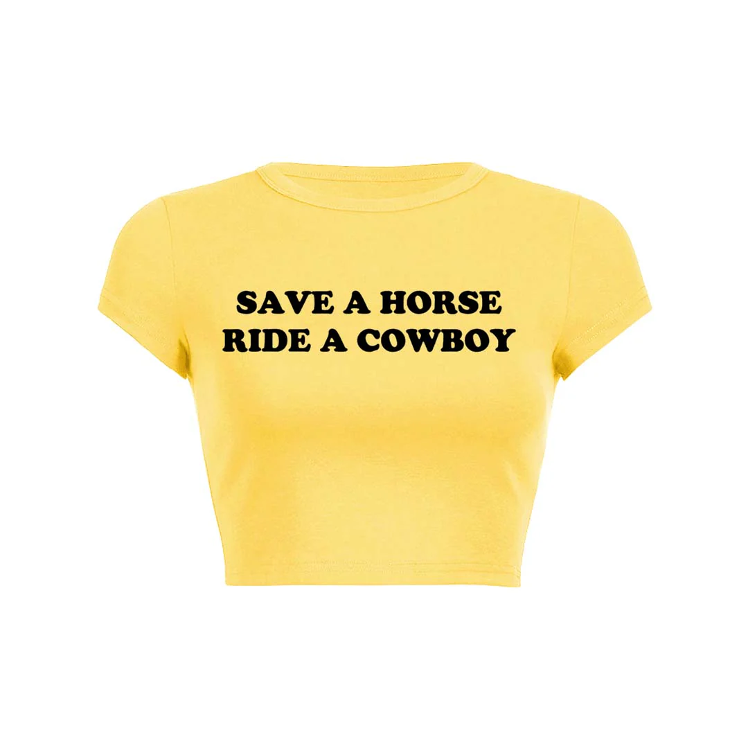 Save A Horse Y2K Baby Tee Crop Top - Image 5