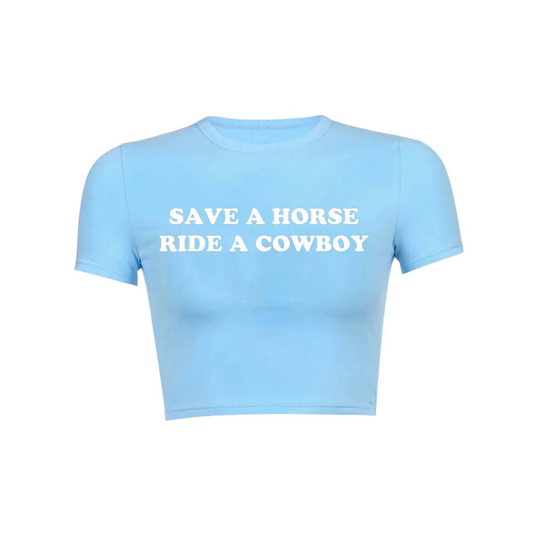 Save A Horse Y2K Baby Tee Crop Top - Image 7