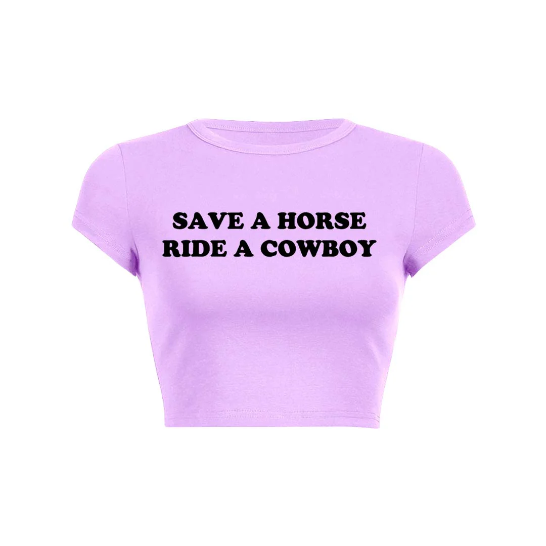 Save A Horse Y2K Baby Tee Crop Top - Image 9
