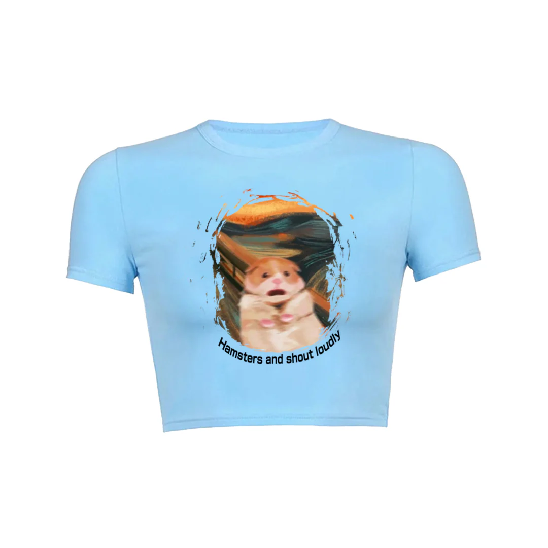 Screaming Hamster Crop Top Baby Tee - Image 3
