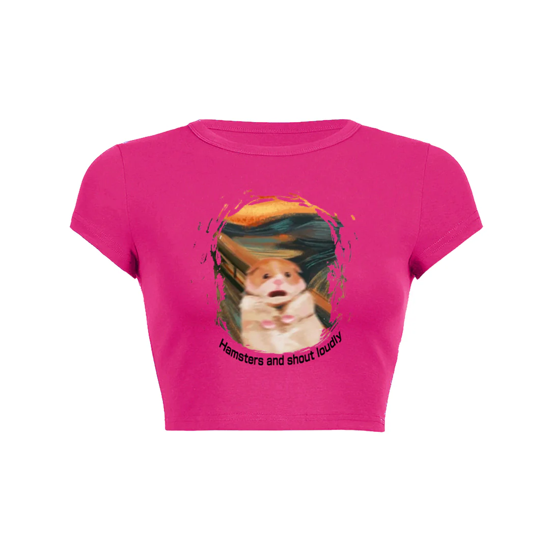 Screaming Hamster Crop Top Baby Tee - Image 4