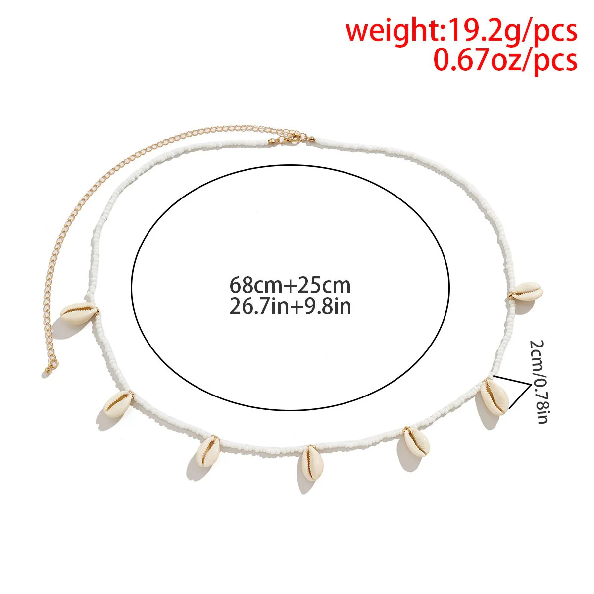 Seashell pendant beaded waist chain - Image 3
