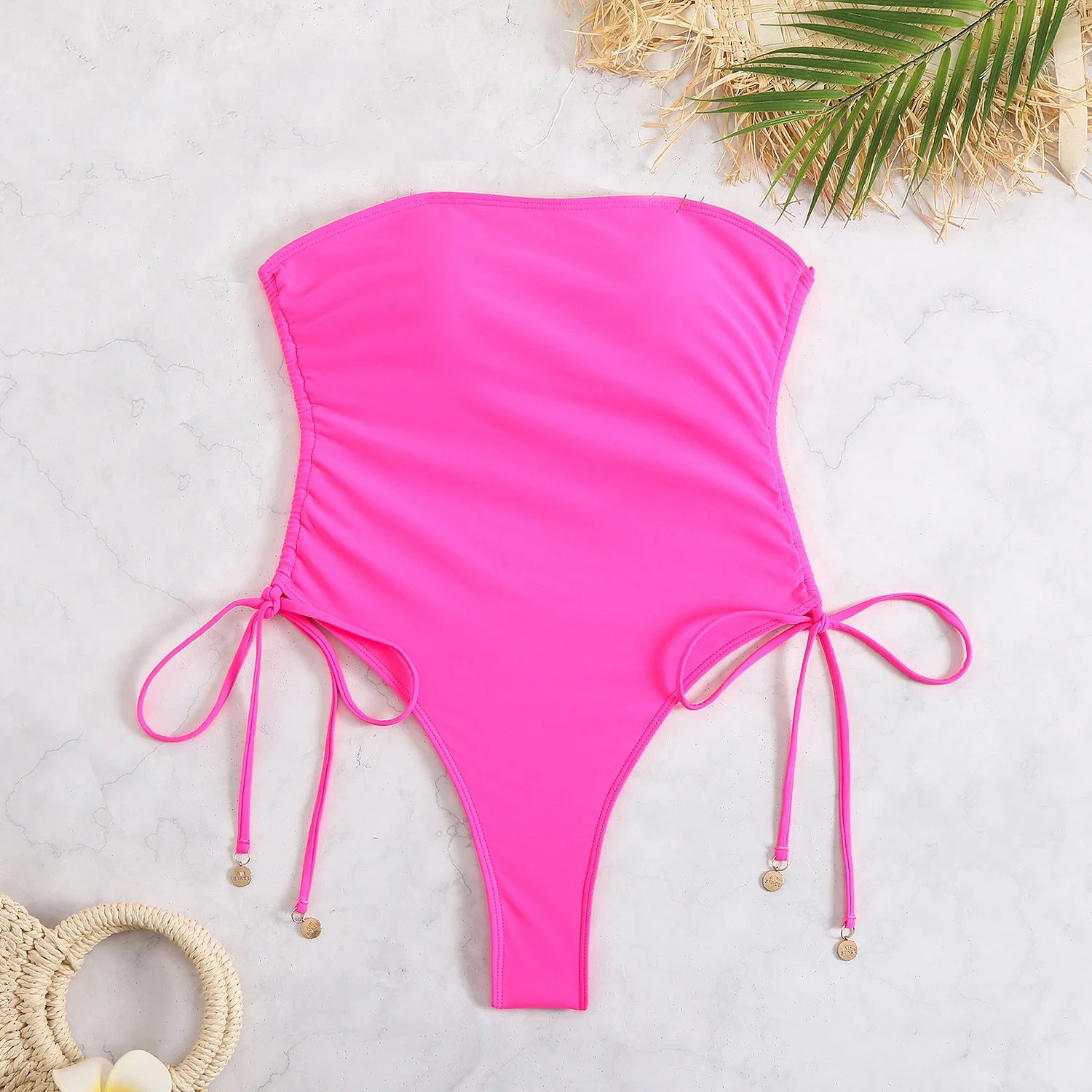 Self tie flower print tube one piece swimwear - Image 5