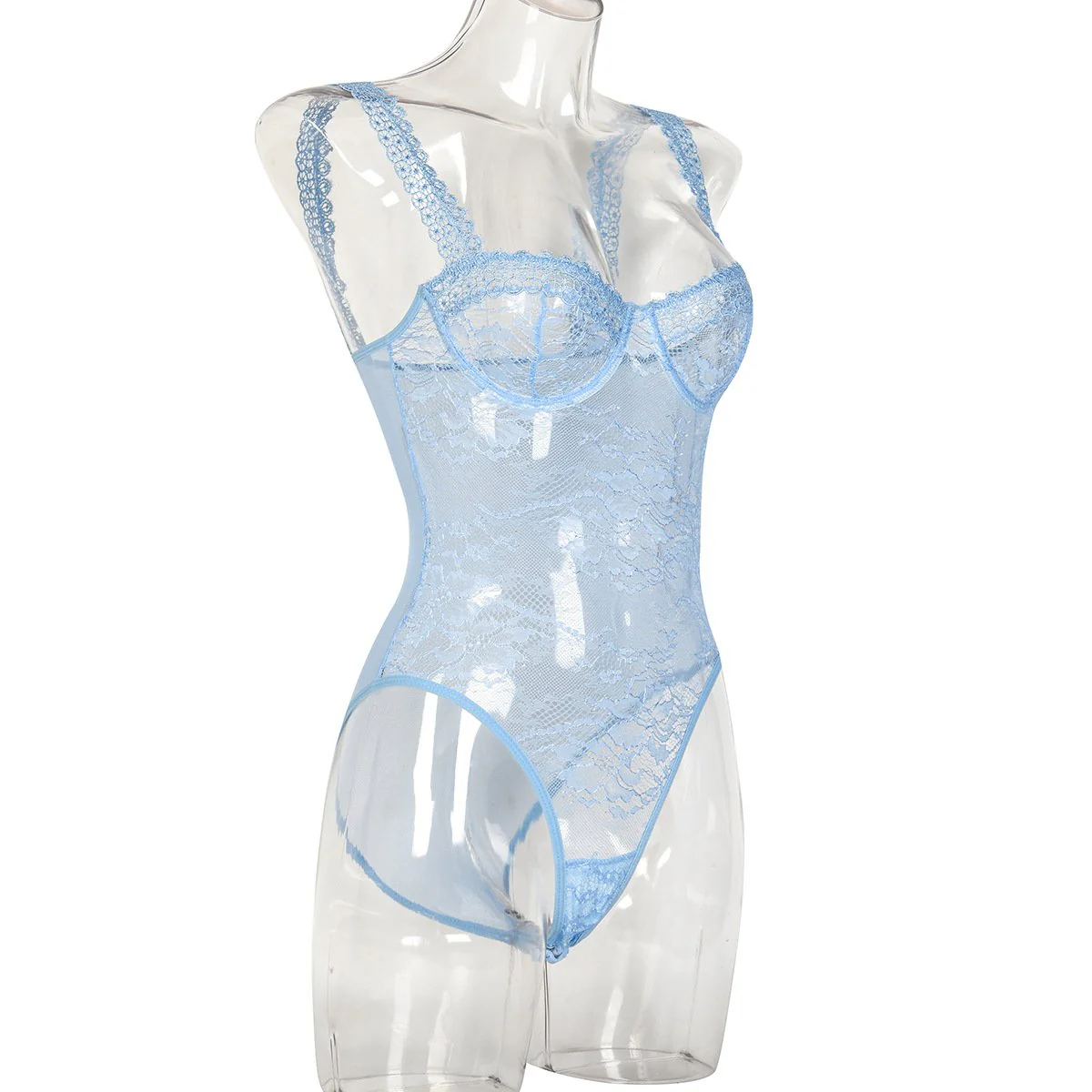 Sheer lace see through backless cami bodysuit - Image 15