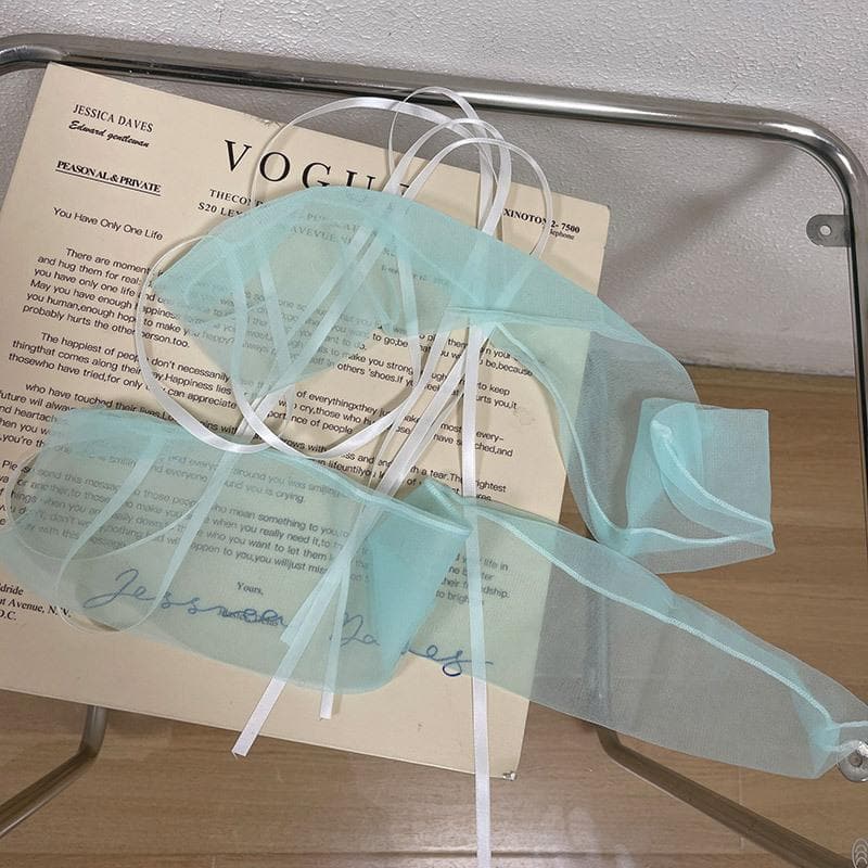 Sheer mesh ribbon contrast socks - Image 7