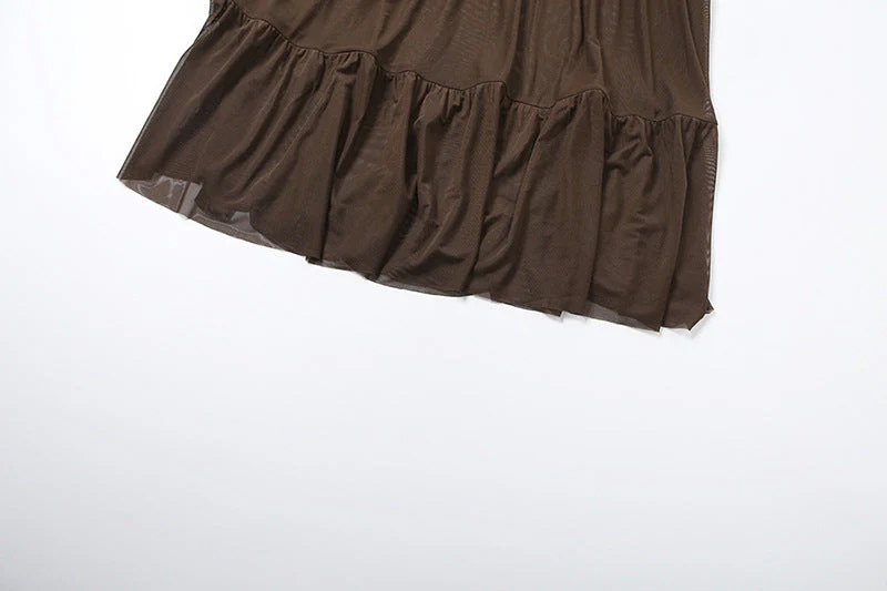 Sheer mesh ruched solid maxi skirt - Image 7