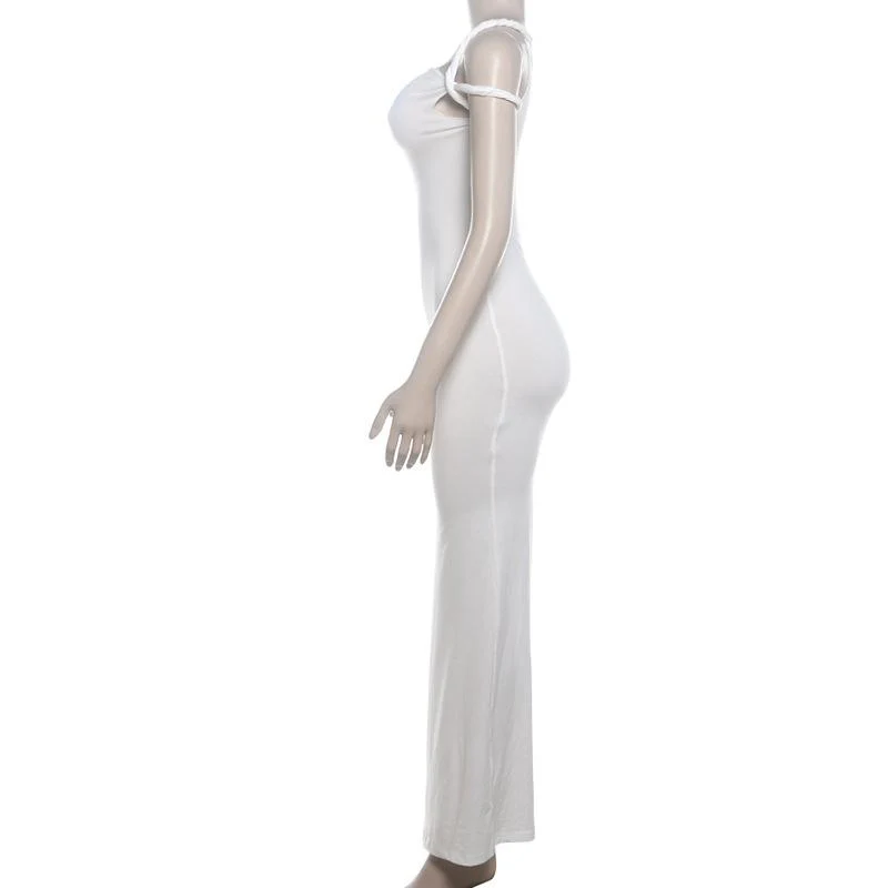 Short sleeve irregular one shoulder maxi dress - Image 6
