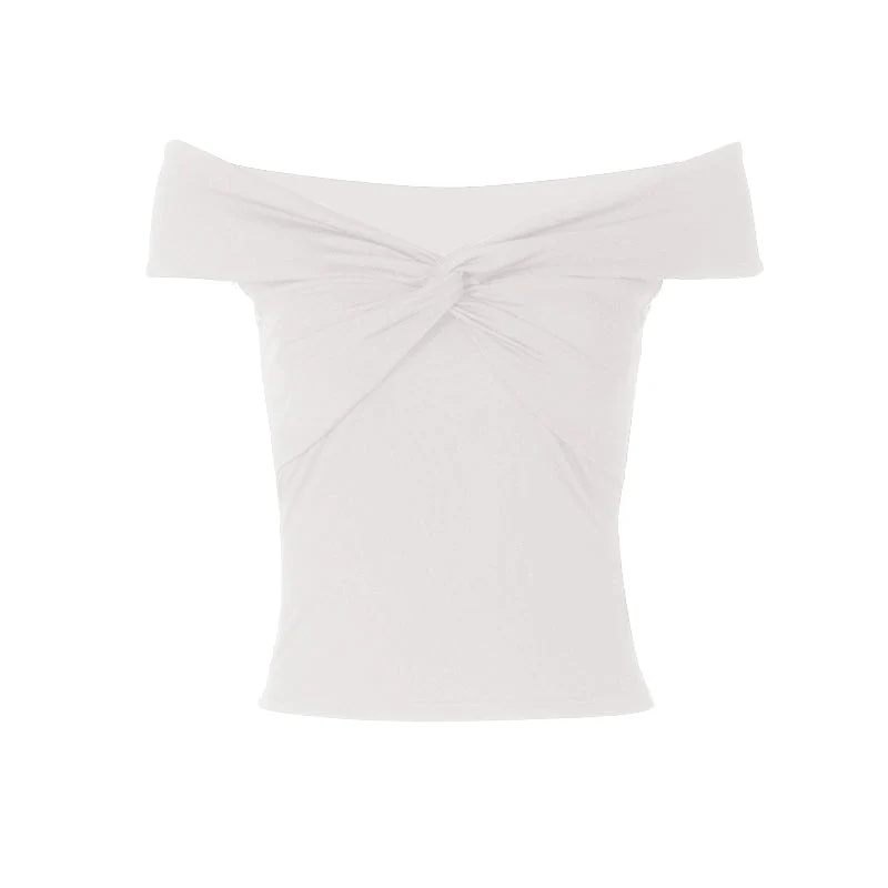 Short sleeve off shoulder ruched top - Image 2