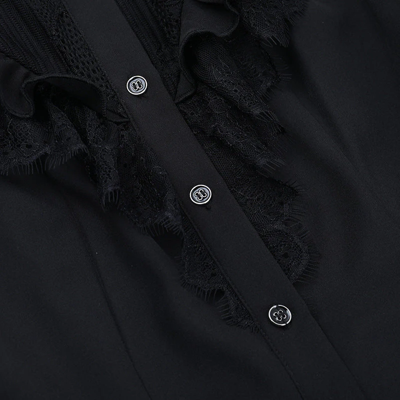 Short sleeve ruffle high neck self tie top - Image 7