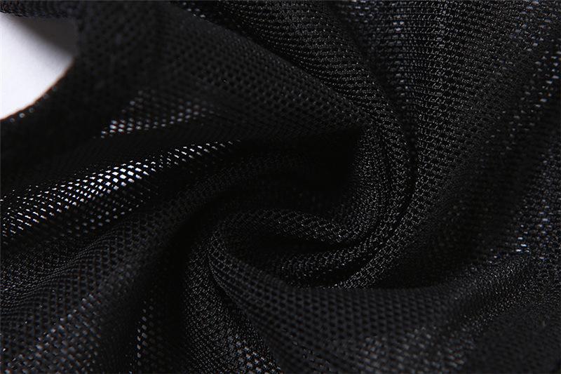 Skull beaded contrast mesh halter v neck self tie backless crop top goth Alternative Darkwave Fashion goth Emo Darkwave Fashion - Image 9