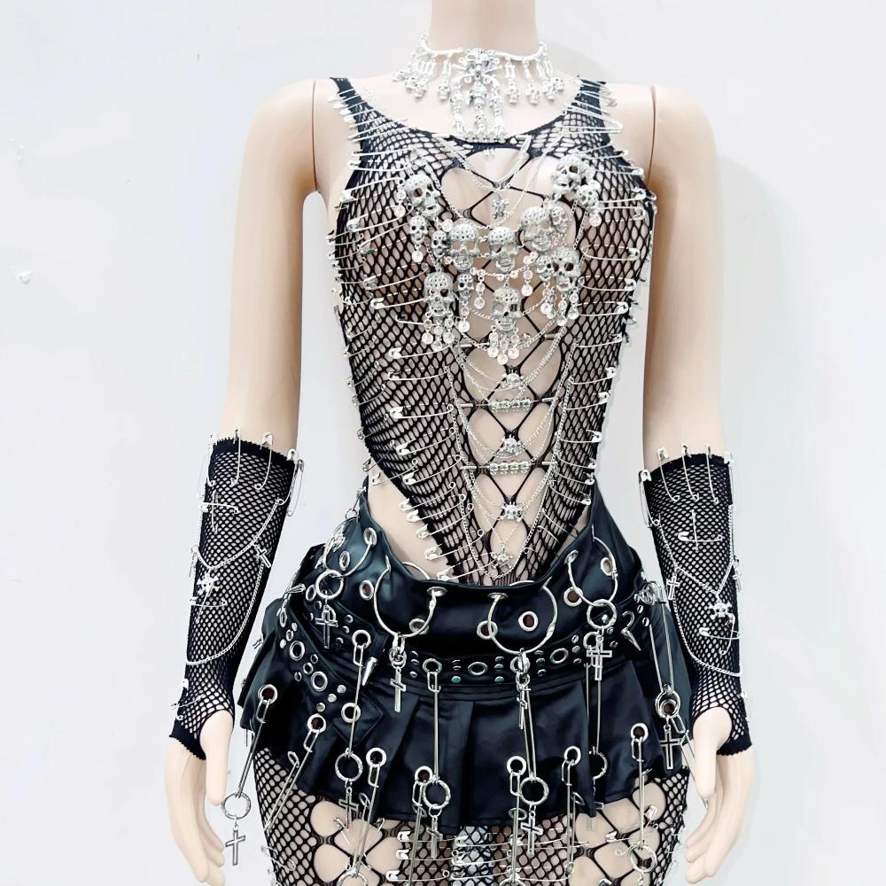 Skull fishnet hollow out tank top - Image 2