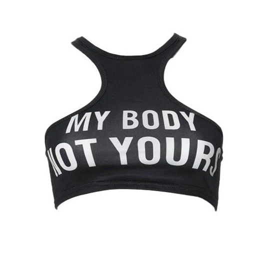 Sleeveless crewneck letter print crop top - Image 2