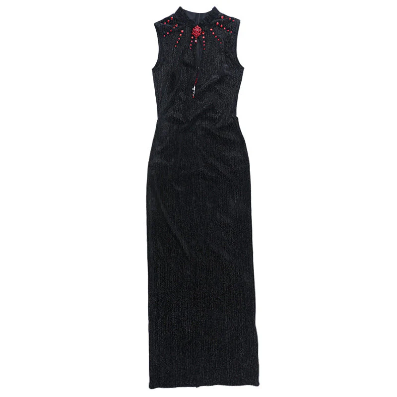 Sleeveless hollow out beaded maxi dress - Image 6
