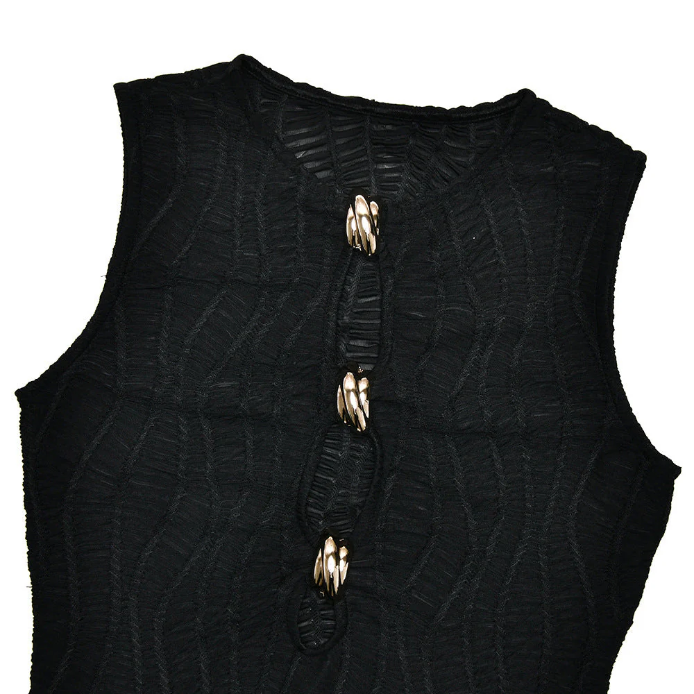 Sleeveless metal applique hollow out mini dress - Image 5