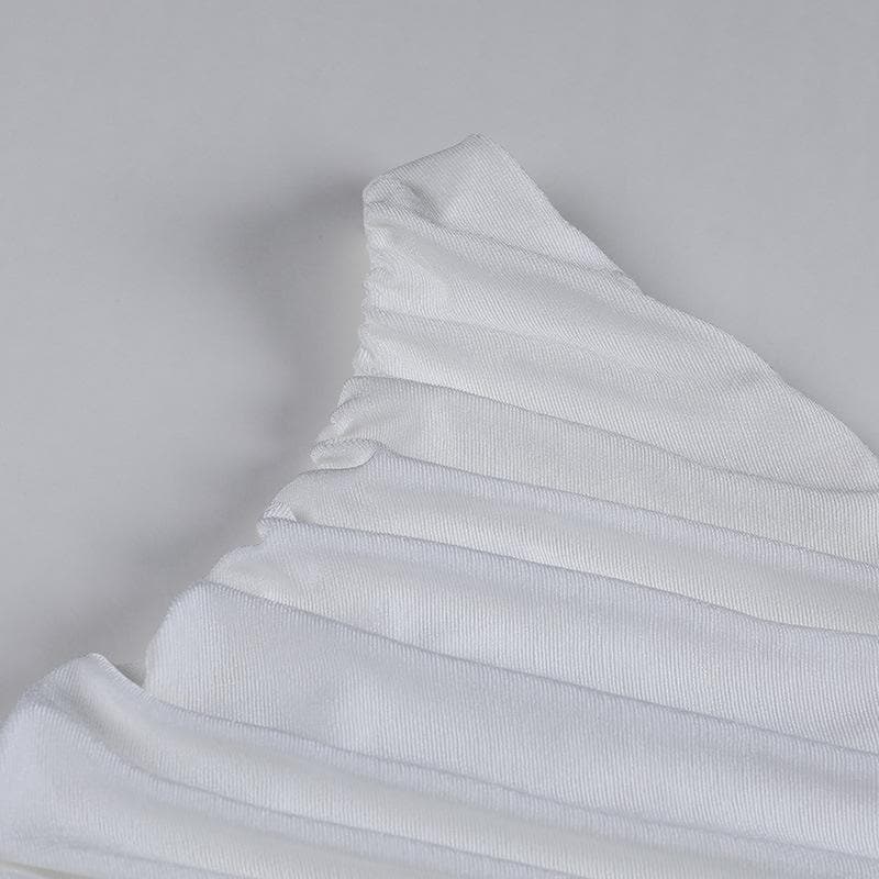Double-layered sleeveless one shoulder ruched top y2k 90s Revival Techno Fashion - Image 3