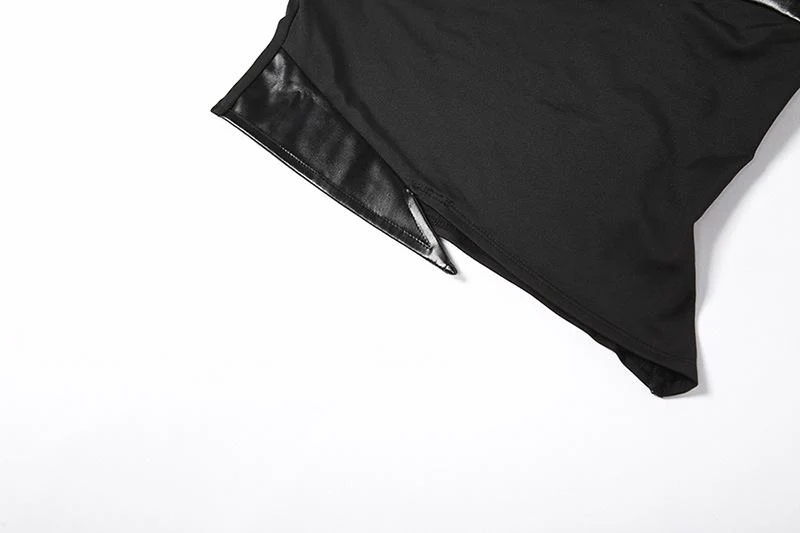 Sleeveless solid PU choker bustier tag backless crop top goth Alternative Darkwave Fashion goth Emo Darkwave Fashion - Image 6