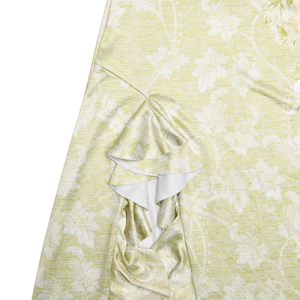 Slit ruffle flower print halter ruched mini dress - Image 5