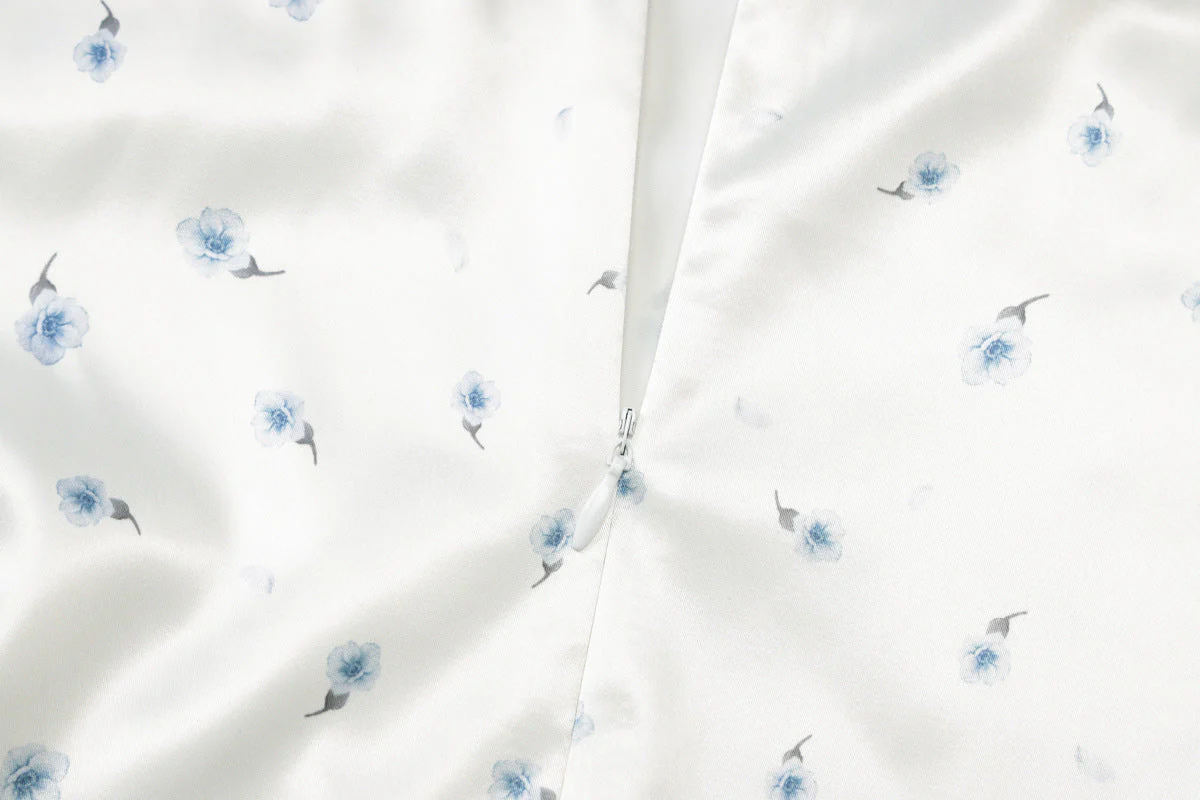 Slit v neck flower print zip-up cami maxi dress - Image 6
