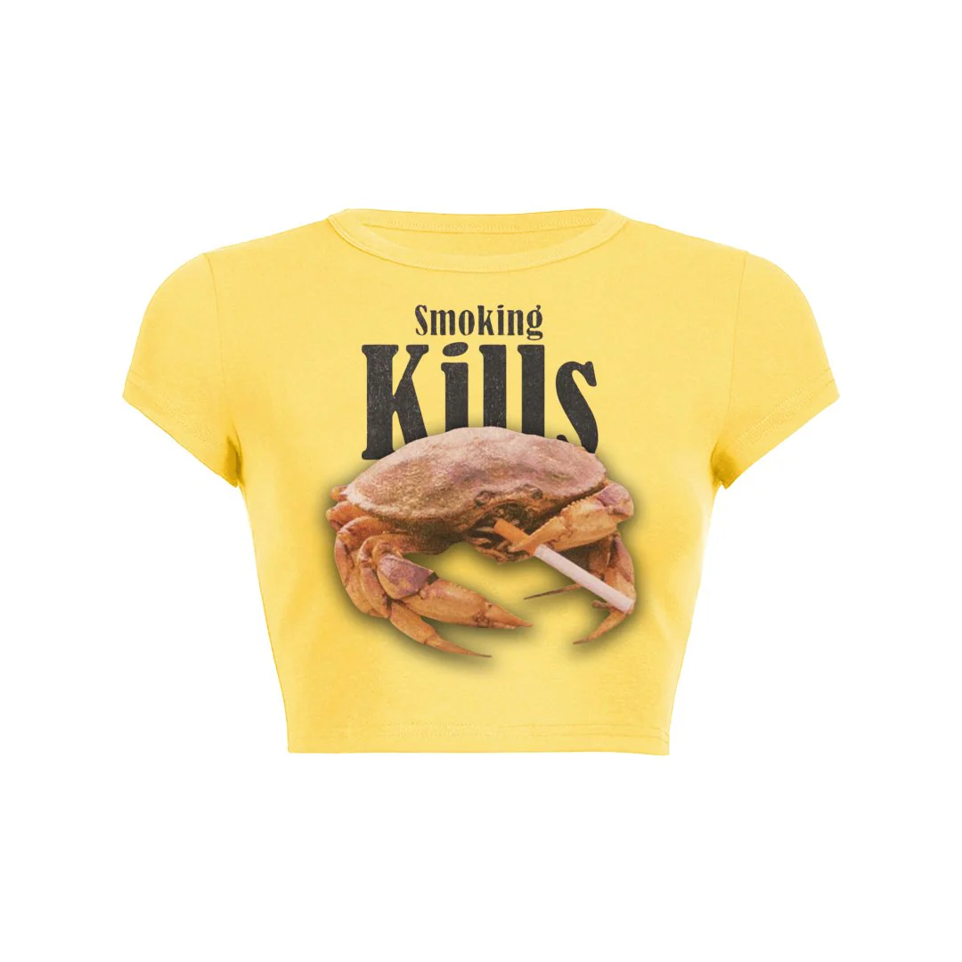 Smoking Crab Crop Top Baby Tee - Image 2