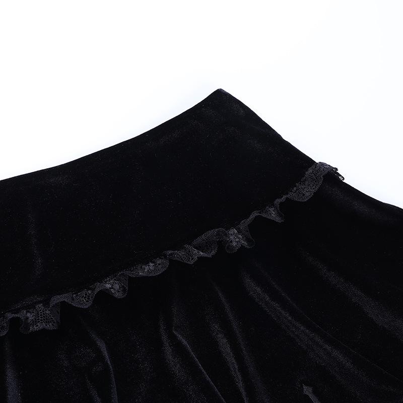 Solid A line lace hem spider web pattern mini skirt y2k 90s Revival Techno Fashion - Image 5