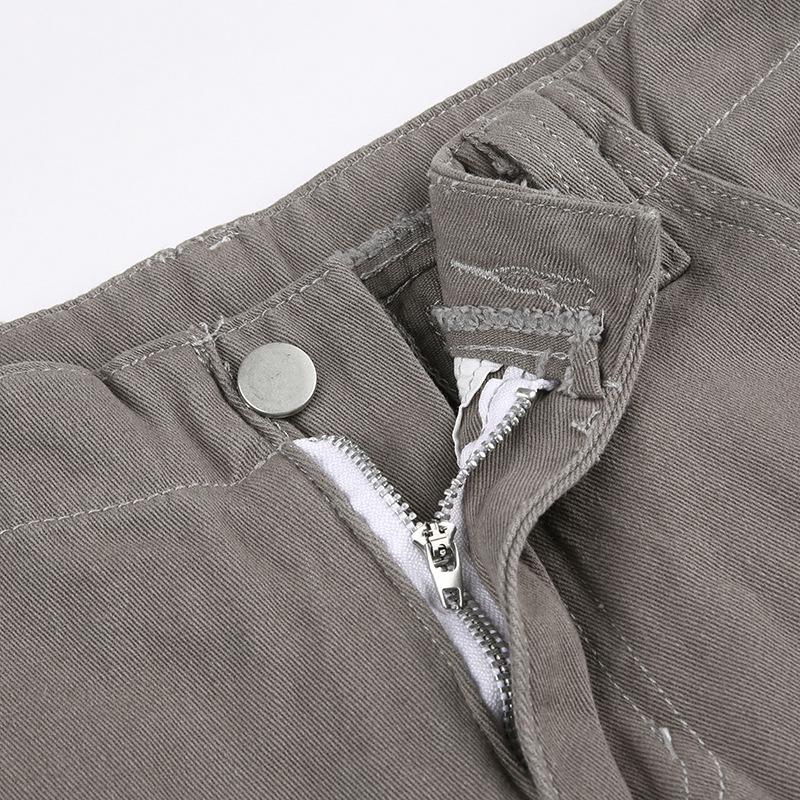 Solid cargo pocket zip-up low rise jeans - Image 5