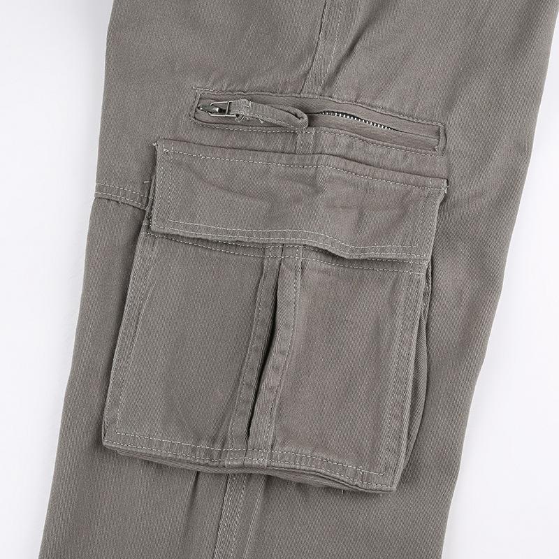 Solid cargo pocket zip-up low rise jeans - Image 6