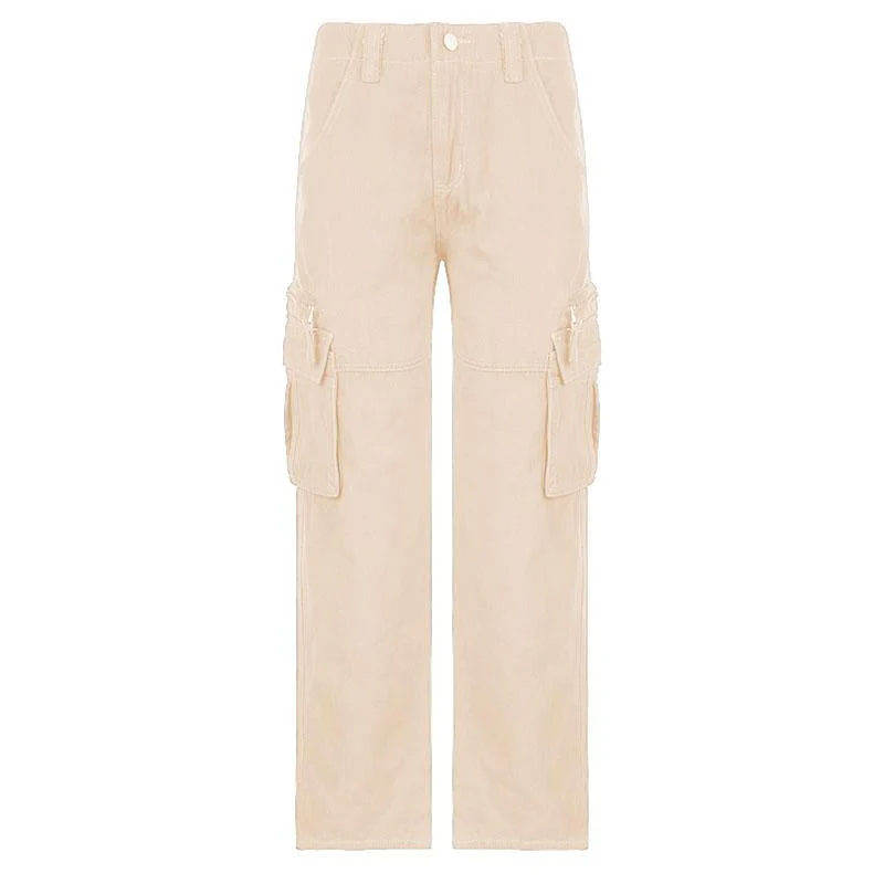 Solid cargo pocket zip-up low rise jeans - Image 8