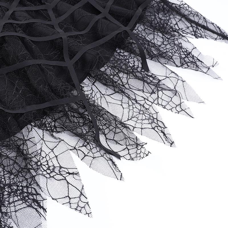 Solid irregular mesh spider web pattern mini skirt y2k 90s Revival Techno Fashion - Image 7